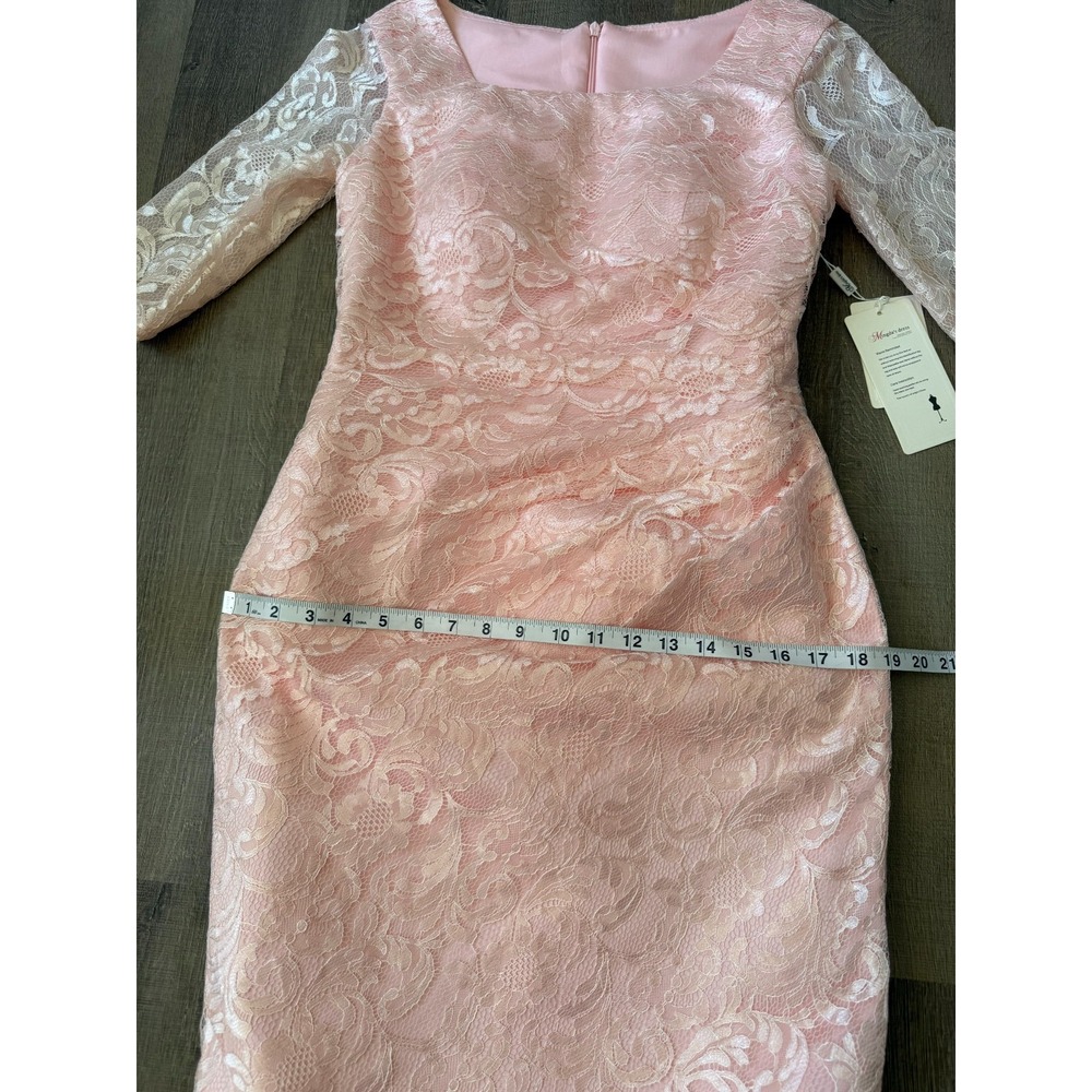 Mingda's Dress Womens Size M Pink Lace Sheath Midi Ruched Elegant Party Wedding - Picture 8 of 14